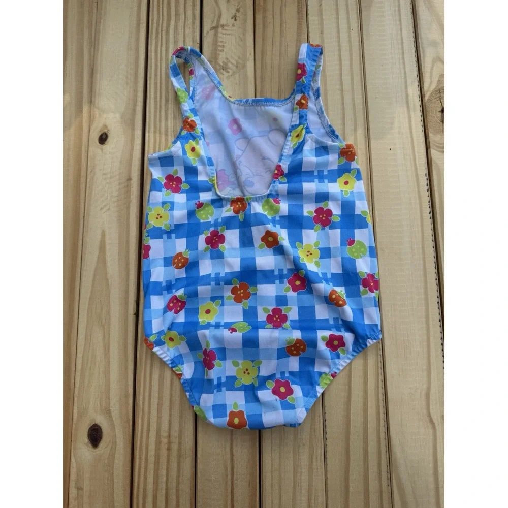 Vintage 90's Winnie the Pooh‎ Disney Flowers Swimsuit Size 6 Ruffle Gingham